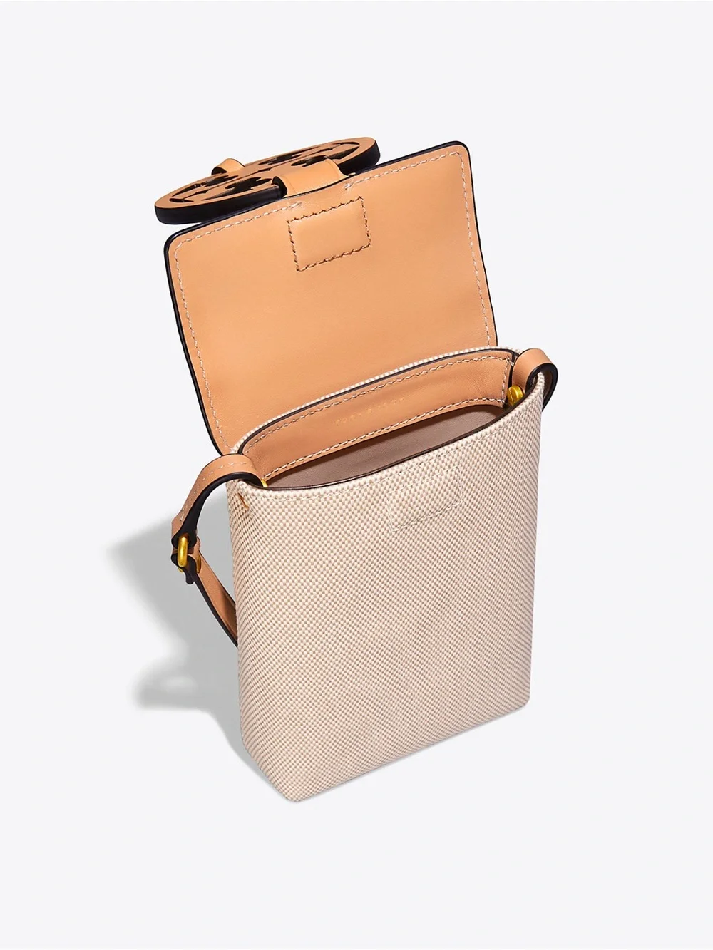 Tory Burch Two-Tone Beige and Light Pink Crossbody Phone Bag